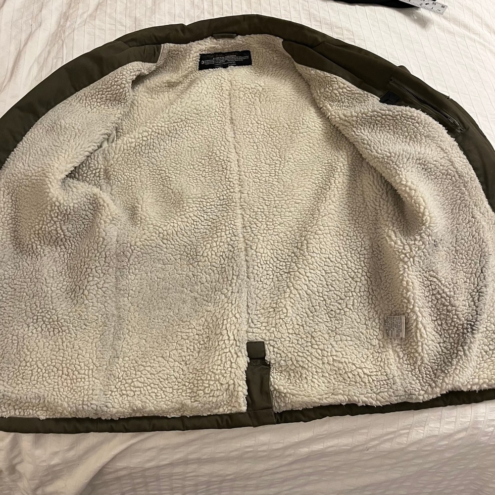 Dunderdon Mens Canvas Jacket XL Green Sherpa Lined Military Style Chore Olive - Picture 10 of 13